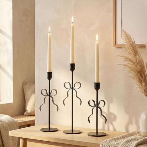 Bow Candle Holder - Bow Candlestick Holder Set of 3 Metal Gold, Modern Decorative Taper Candle Holder for Centerpiece Wedding Dining Table Holiday Housewarming Gift (Gold) in Saudi Arabia