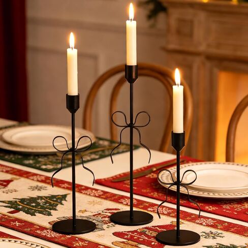 Bow Candle Holder - Bow Candlestick Holder Set of 3 Metal Gold, Modern Decorative Taper Candle Holder for Centerpiece Wedding Dining Table Holiday Housewarming Gift (Gold) in Saudi Arabia
