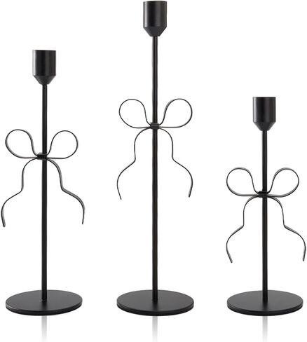 Bow Candle Holder - Bow Candlestick Holder Set of 3 Metal Gold, Modern Decorative Taper Candle Holder for Centerpiece Wedding Dining Table Holiday Housewarming Gift (Gold) in Saudi Arabia