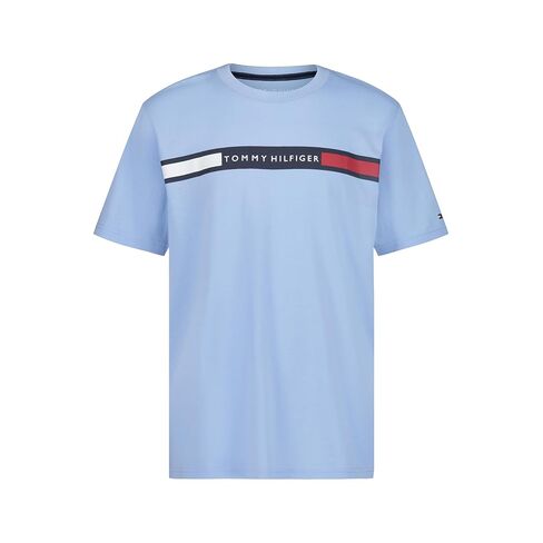 تي شيرت Tommy Hilfiger للأولاد بأكمام قصيرة ورقبة دائرية، ناعم، مريح، مريح، Script H Tommy Red، 8 in Kuwait