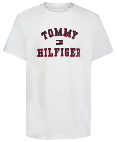 تي شيرت Tommy Hilfiger للأولاد بأكمام قصيرة ورقبة دائرية، ناعم، مريح، مريح، Script H Tommy Red، 8 in Kuwait