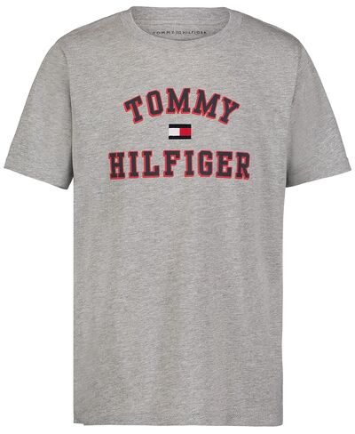 تي شيرت Tommy Hilfiger للأولاد بأكمام قصيرة ورقبة دائرية، ناعم، مريح، مريح، Script H Tommy Red، 8 in Kuwait