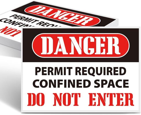 Kingdder 5 Pack Danger: Permit-required Confined Space, Do Not Enter Sign, 10" x 7" Permanent Self Adhesive Vinyl Labels, Confined Space Safety Warning Label, Waterproof & UV Resistant in Saudi Arabia