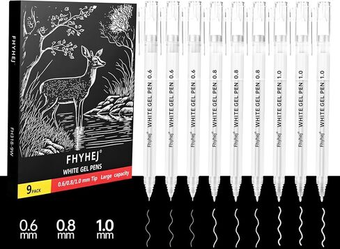 White Gel Pens Set of 7 – white acrylic paint pen Dual-Tip Acrylic Paint Pen Brush Tip Acrylic Markers for Black Paper Drawing, Sketching, Illustration, Card Making in Saudi Arabia