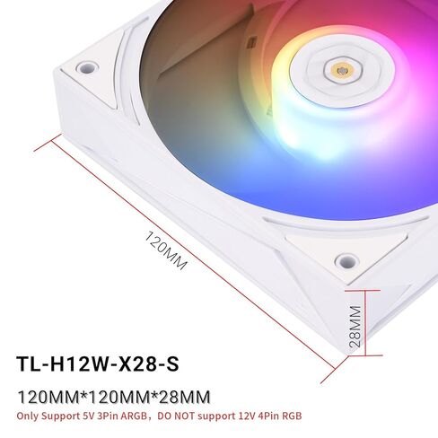 Thermalright TL-H12W-X28-S PWM Fan-2150RPM,Computer Cooling Fan Low-Noise, 28mm Thickness Cooling,PWM Controlled Cooler,Single PC Fan for CPU Coolers and Chassis(White,ARGB) in Saudi Arabia