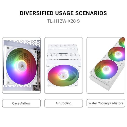 Thermalright TL-H12W-X28-S PWM Fan-2150RPM,Computer Cooling Fan Low-Noise, 28mm Thickness Cooling,PWM Controlled Cooler,Single PC Fan for CPU Coolers and Chassis(White,ARGB) in Saudi Arabia