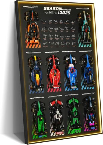 لوحة حائط للعرض مع مصابيح LED RGB لحزمة جامعي Lego Speed ​​Champions F1، حامل على الحائط لمجموعة طراز F1 القابلة للجمع 77242-77251 (السيارة غير متضمنة) in Saudi Arabia