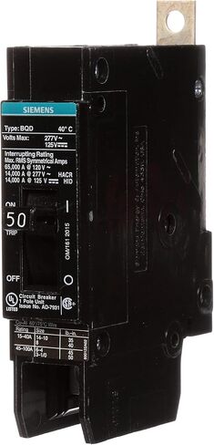 Siemens BQD150 50-Amp Single Pole 277V AC / 125V DC 14KAIC Bolt in Breaker in Saudi Arabia