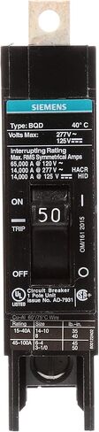 Siemens BQD150 50-Amp Single Pole 277V AC / 125V DC 14KAIC Bolt in Breaker in Saudi Arabia