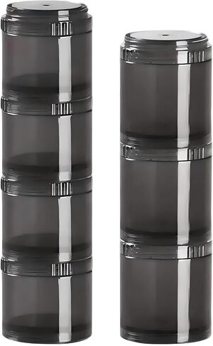 Stackable Pill Organizer 7 Day, Pill Box Tower with Connectable Screw Lids,Light Shielding & Airtight Pill Containers,A Week Pill Holder Medicine Organizer for Travel & Daily (Black, 30ml *7 Grid) in Saudi Arabia
