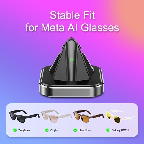 قاعدة شحن متوافقة مع نظارات Ray-Ban Meta الذكية Wayfarer Skyler Headliner وOakley HSTN، حامل شحن مربع بقاعدة مغلفة بالمعدن، محطة شحن سريعة لسطح المكتب لمدة 50 دقيقة in Kuwait