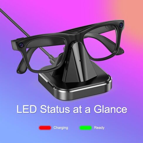 قاعدة شحن متوافقة مع نظارات Ray-Ban Meta الذكية Wayfarer Skyler Headliner وOakley HSTN، حامل شحن مربع بقاعدة مغلفة بالمعدن، محطة شحن سريعة لسطح المكتب لمدة 50 دقيقة in Kuwait