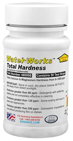 مجموعتان - أنظمة الاختبار الصناعية WaterWorks 481108 شريط اختبار الصلابة الكاملة، 3 اختبار ثانٍ، نطاق 0-1000 جزء في المليون، شريط الاختبار رقم 1 لدينا للصلابة الكاملة، زجاجة مكونة من 50 اختبارًا، أسمر ضارب للصفرة in Saudi Arabia