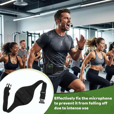 8 Pcs Mic Belt, Black Wireless Microphone Holder with Anti Dropping Strap Adjustable Neoprene Belt Waistband Bag for Theatre, Public Speaking, Fitness, Instructors, in Kuwait