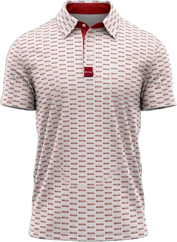 MAGA Golf Polo - قميص جولف مضحك للرجال - قميص بولو رجالي بنمط MAGA باللون الأحمر بالكامل - هدايا جولف عالية الأداء للاعبي الغولف in Kuwait