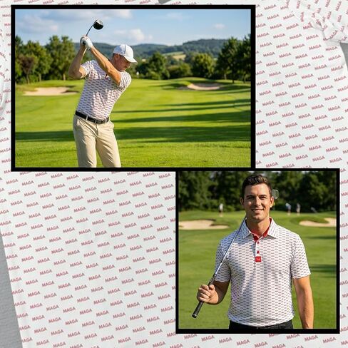 MAGA Golf Polo - قميص جولف مضحك للرجال - قميص بولو رجالي بنمط MAGA باللون الأحمر بالكامل - هدايا جولف عالية الأداء للاعبي الغولف in Kuwait