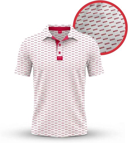 MAGA Golf Polo - قميص جولف مضحك للرجال - قميص بولو رجالي بنمط MAGA باللون الأحمر بالكامل - هدايا جولف عالية الأداء للاعبي الغولف in Kuwait