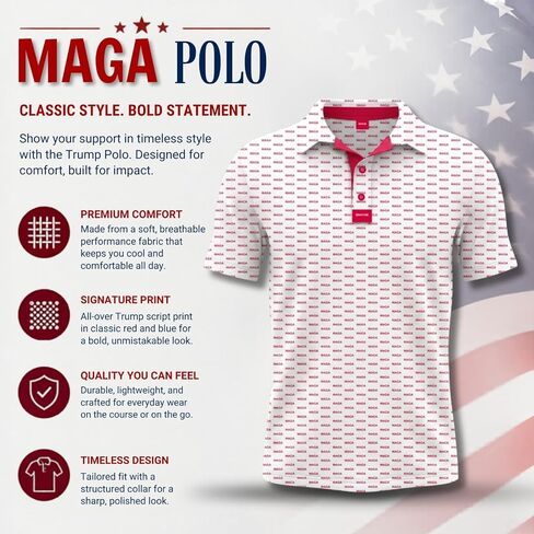 MAGA Golf Polo - قميص جولف مضحك للرجال - قميص بولو رجالي بنمط MAGA باللون الأحمر بالكامل - هدايا جولف عالية الأداء للاعبي الغولف in Kuwait