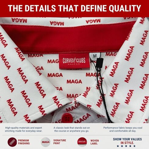 MAGA Golf Polo - قميص جولف مضحك للرجال - قميص بولو رجالي بنمط MAGA باللون الأحمر بالكامل - هدايا جولف عالية الأداء للاعبي الغولف in Kuwait