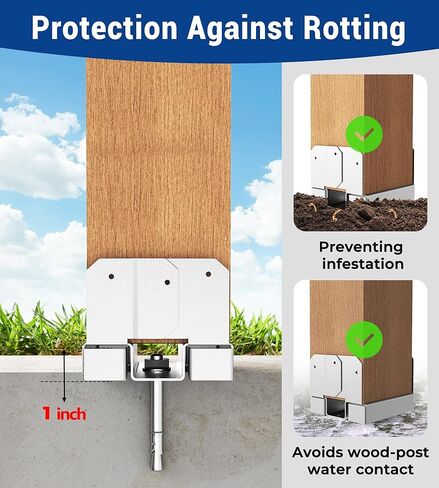 20 PCS Nominal 4x4 Post Base, 1-Inch Standoff, Deck Post Anchor for Fence Handrail and Railing, 4x4 Pergola Brackets Kit – Wood Post to Concrete and Wooden Floor in Saudi Arabia