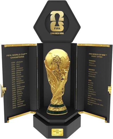 Officially Licensed FIFA World Cup 2026 Premium 260mm Trophy Replica – 24K Gold Plated Limited Edition (Only 2026 Made) – Individually Numbered with Luxury 3-Sided Leather Display Case in Saudi Arabia