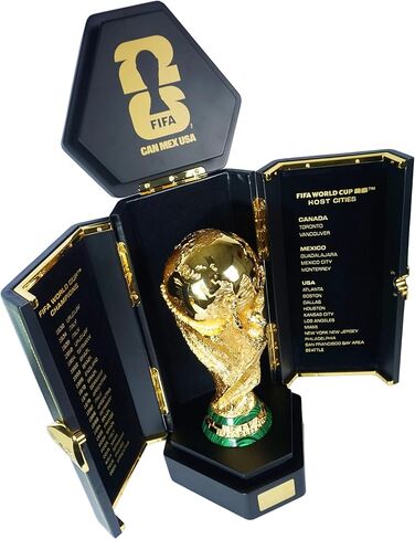 Officially Licensed FIFA World Cup 2026 Premium 260mm Trophy Replica – 24K Gold Plated Limited Edition (Only 2026 Made) – Individually Numbered with Luxury 3-Sided Leather Display Case in Saudi Arabia
