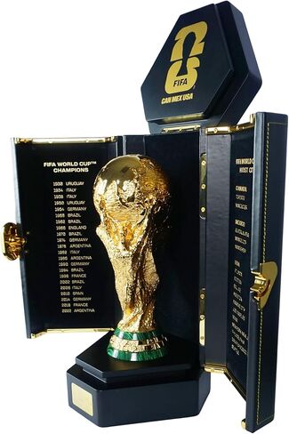 Officially Licensed FIFA World Cup 2026 Premium 260mm Trophy Replica – 24K Gold Plated Limited Edition (Only 2026 Made) – Individually Numbered with Luxury 3-Sided Leather Display Case in Saudi Arabia