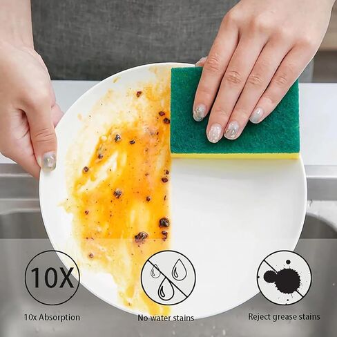 Heavy Duty Kitchen Scrub Sponge, 10 Pack-Kitchen Cleaning Sponges, Non-Scratch Kitchen Sponges for Dishes, Pans and Cleaning in Saudi Arabia