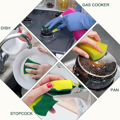 Heavy Duty Kitchen Scrub Sponge, 10 Pack-Kitchen Cleaning Sponges, Non-Scratch Kitchen Sponges for Dishes, Pans and Cleaning in Saudi Arabia
