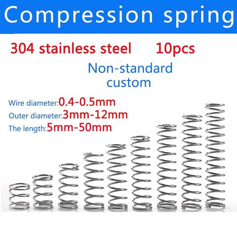 Replacement Springs, 304 Stainless Steel Compression Return Spring Wire Diameter 0.5mm, Length 50mm 10pcs(10mm) in Saudi Arabia