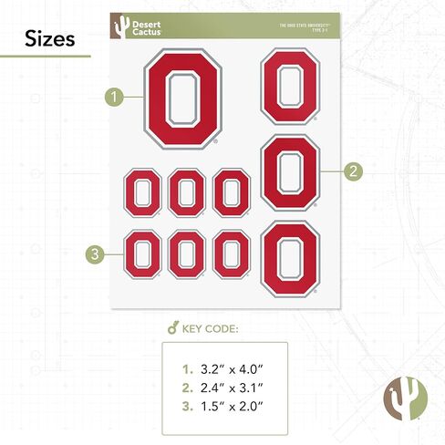 Desert Cactus The Ohio State University Sticker OSU Buckeyes Vinyl Decals Laptop Water Bottle Car Scrapbook Sheet T3 (Type 3-1) in Saudi Arabia