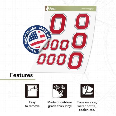 Desert Cactus The Ohio State University Sticker OSU Buckeyes Vinyl Decals Laptop Water Bottle Car Scrapbook Sheet T3 (Type 3-1) in Saudi Arabia