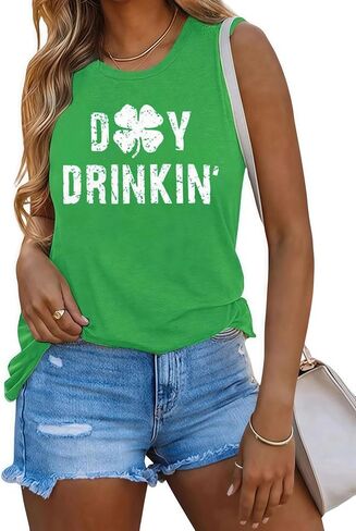 St Patrick's Day Tank Tops for Women Lucky Shamrock Shirt Funny Irish Clover Graphic Holiday Sleeveless Tank T-Shirt in Saudi Arabia