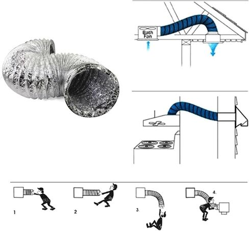 Dryer Vent Hose,Flexible Tumble Kit Ducting with Clamps Aluminium Tube for Kitchen Extractor Fan Duct(5m,120mm) in Saudi Arabia