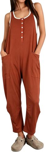 AMEBELLE Womens Colorblock Casual Harem Overalls Sleeveless Jumpsuit Romper Adjustable Straps with Pockets in Kuwait
