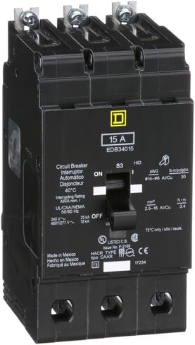 SCHNEIDER ELECTRIC EDB34015 Miniature Circuit Breaker 480Y/277-Volt 15-Amp Electrical Box in Saudi Arabia