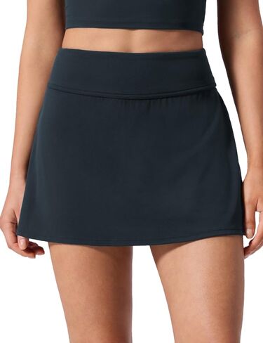 CRZ YOGA High Waisted Pleated Back Tennis Skirts for Women - A-line Front Mini Golf Casual Skort with Inner Shorts in Saudi Arabia