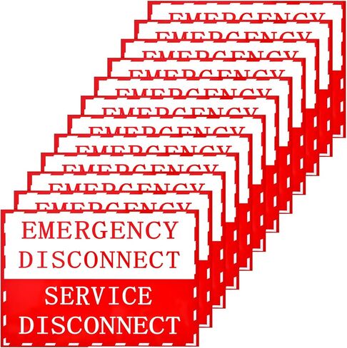 12PCS NEC Compliant Emergency Disconnect Service Sticker, 5x3.5 Inch Emergency Disconnect Service Warning Sticker, Electrical Shut Off Sign, UV-Resistant Waterproof Disconnection Notice Vinyl Decal in Saudi Arabia