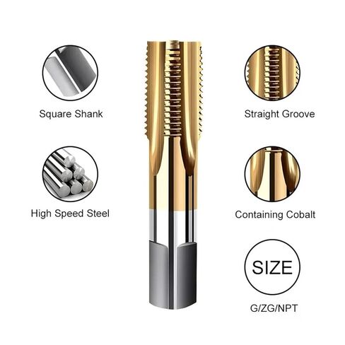 M35 Cobalt Plated Titanium Straight Groove Tube Thread Tap Npt1/8 1/4 3/8 1/2 3/4 Stainless Steel Specialized Taps(NPT1I8) in Saudi Arabia