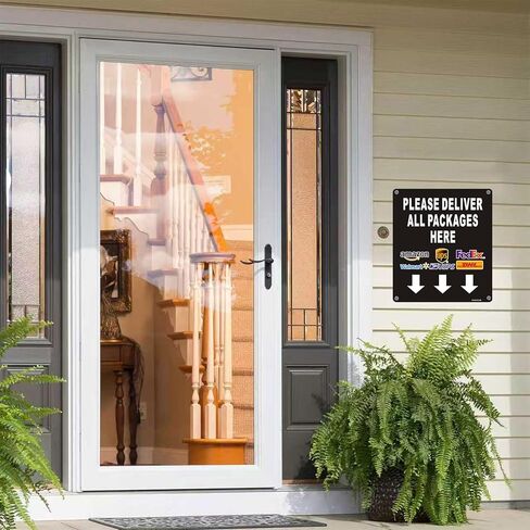 (عبوتان) يرجى تسليم جميع الطرود هنا علامة تسليم أسهم، علامة تعليمات التسليم 25.4 سم × 21.6 سم، ألومنيوم عاكس خالٍ من الصدأ، مقاوم للبهتان/الطقس، محمي من الأشعة فوق البنفسجية، سهل التركيب in Kuwait