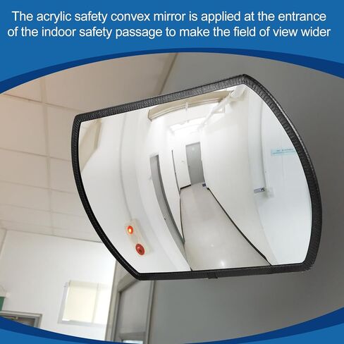 Geetery 2 Pcs 24'' x 15'' Garage Convex Security Mirror Outdoor Indoor Round Rectangular Acrylic Traffic Corner Mirror Blindspot for Wall Parking with Protective Film for Driveway in Saudi Arabia