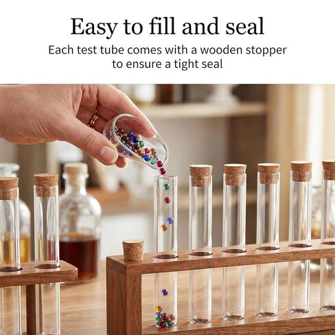 15 PCS Clear Plastic Test Tubes with Cork Stopper, Clear Vials with Seal Cap Container Bath Salt Tube for Bath Salt, Candy, Bead, Spice, Liquid Storage, Party Favors, DIY Decoration in Saudi Arabia