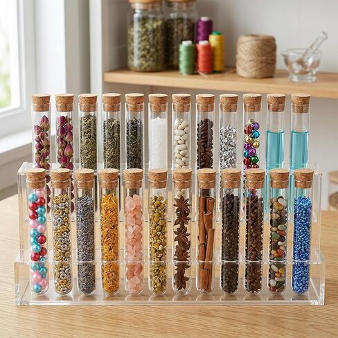 15 PCS Clear Plastic Test Tubes with Cork Stopper, Clear Vials with Seal Cap Container Bath Salt Tube for Bath Salt, Candy, Bead, Spice, Liquid Storage, Party Favors, DIY Decoration in Saudi Arabia