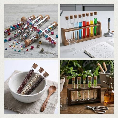 15 PCS Clear Plastic Test Tubes with Cork Stopper, Clear Vials with Seal Cap Container Bath Salt Tube for Bath Salt, Candy, Bead, Spice, Liquid Storage, Party Favors, DIY Decoration in Saudi Arabia