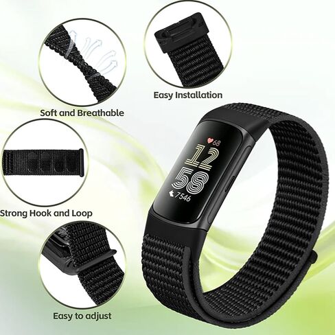 أربطة نايلون متوافقة مع Fitbit Charge 6/Charge 5,3 Pack Hook and Loop سوار معصم ناعم خفيف الوزن ومسامي وحزام رياضي قابل للتعديل للشحن 6/5 ملحق تعقب اللياقة البدنية للنساء والرجال in Kuwait