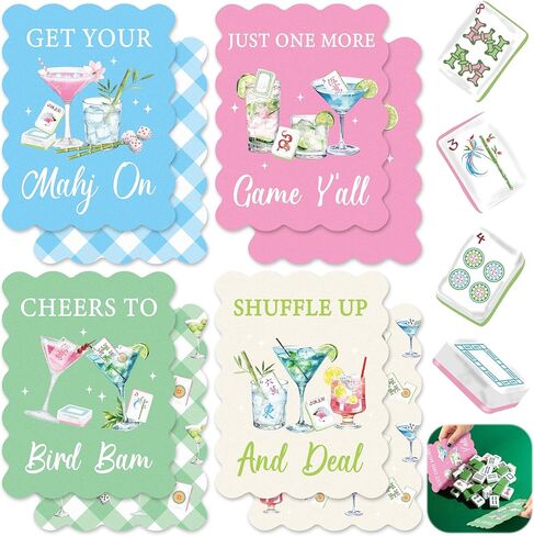 K1tpde 8PCS Funny Mahjong Shuffler Hot Tips Cards with Storage Bag, PVC Mahjong Tile Shuffler with Rules Printed Wavy Edge for Mixing and Shuffling Tiles, Mah Jongg Accessories Gifts for Lovers Games in Saudi Arabia