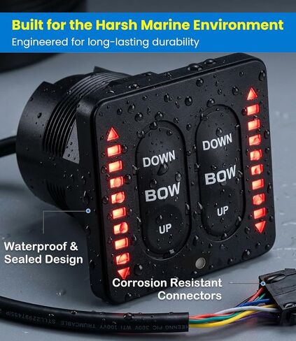 مجموعة مفاتيح لمسية مكونة من قطعتين بمؤشر LED 15270-001 مع ضفيرة مقاس 36 بوصة - متوافقة مع أنظمة علامات التبويب ذات المحرك الفردي من Lenco Marine - تصميم منخفض المستوى، لوحة مفاتيح بإضاءة خلفية وسحب تلقائي (12 فولت/24 فولت) in Kuwait