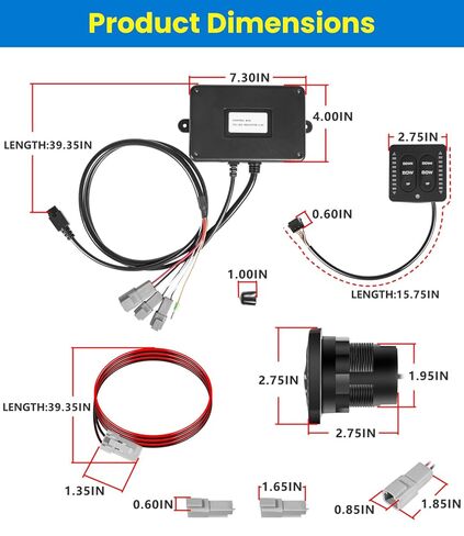 مجموعة مفاتيح لمسية مكونة من قطعتين بمؤشر LED 15270-001 مع ضفيرة مقاس 36 بوصة - متوافقة مع أنظمة علامات التبويب ذات المحرك الفردي من Lenco Marine - تصميم منخفض المستوى، لوحة مفاتيح بإضاءة خلفية وسحب تلقائي (12 فولت/24 فولت) in Kuwait