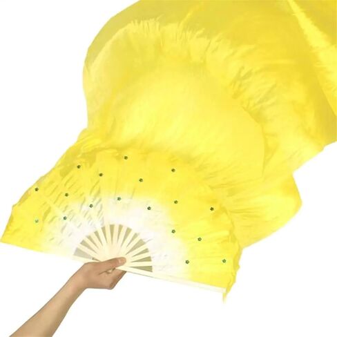Belly Dance Fans 1.5m Dance Kung Fu Tai Chi Square Dancing Fan Stage Performance Props Party Festival DIY Supplies Decor(Yellow) in Saudi Arabia