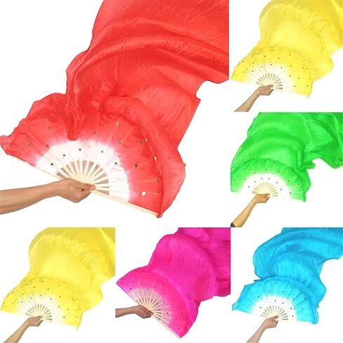 Belly Dance Fans 1.5m Dance Kung Fu Tai Chi Square Dancing Fan Stage Performance Props Party Festival DIY Supplies Decor(Yellow) in Saudi Arabia